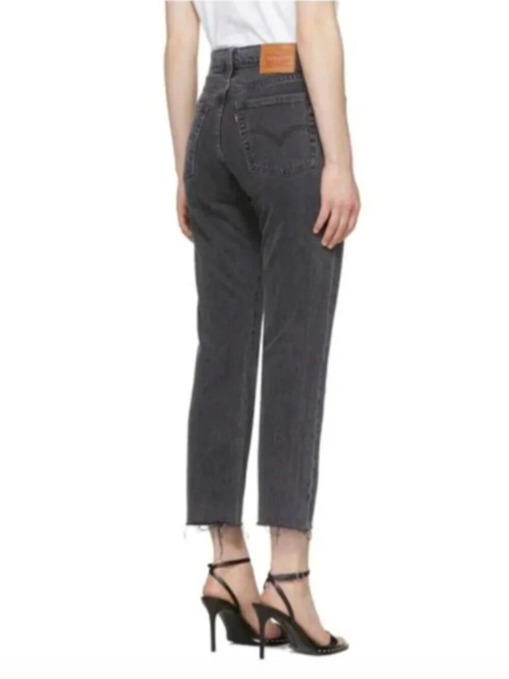 Levi's Wedgie Skinny Jeans 29 Dark Gray High Rise Button Fly Raw Hem